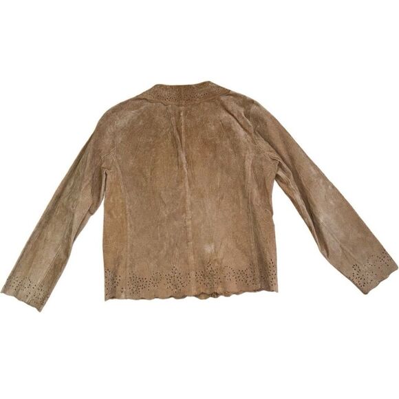 Coldwater Creek 100% Leather Eyelet Jacket - Neutral/Tan - Size PM - Picture 5 of 7